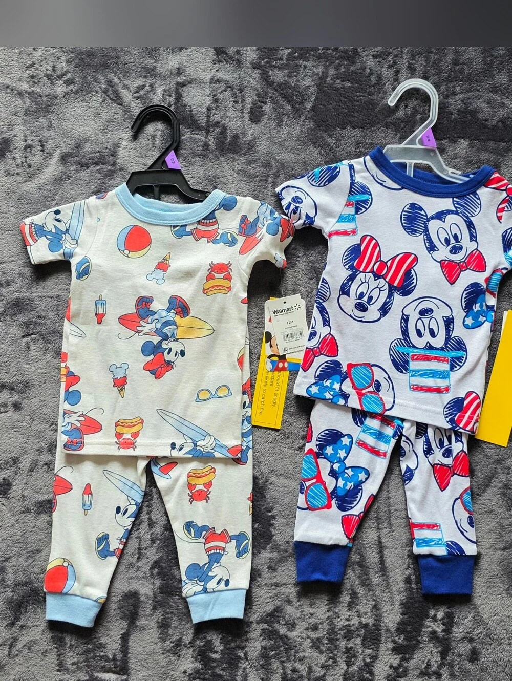 Baby boy / girl summer pajama bundle Disney Mickey & Minnie Mouse, Size 12 m